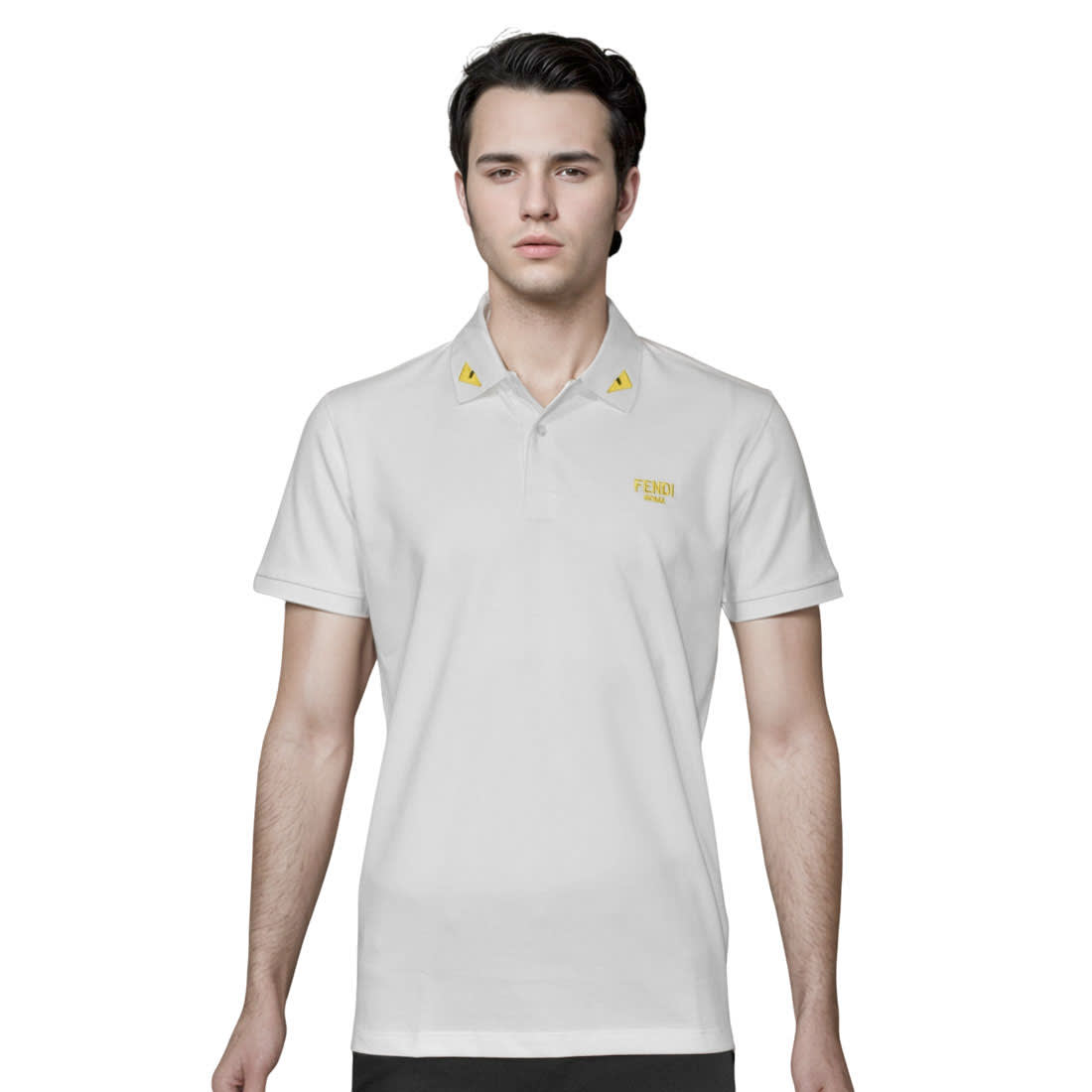 Fendi Roma Embroidered logo White Polo T-shirt-0