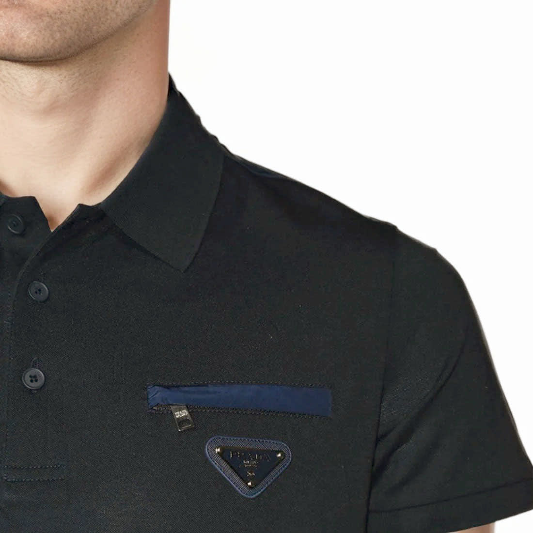 Prada Black Premium Stretch Cotton Polo T-shirt-4
