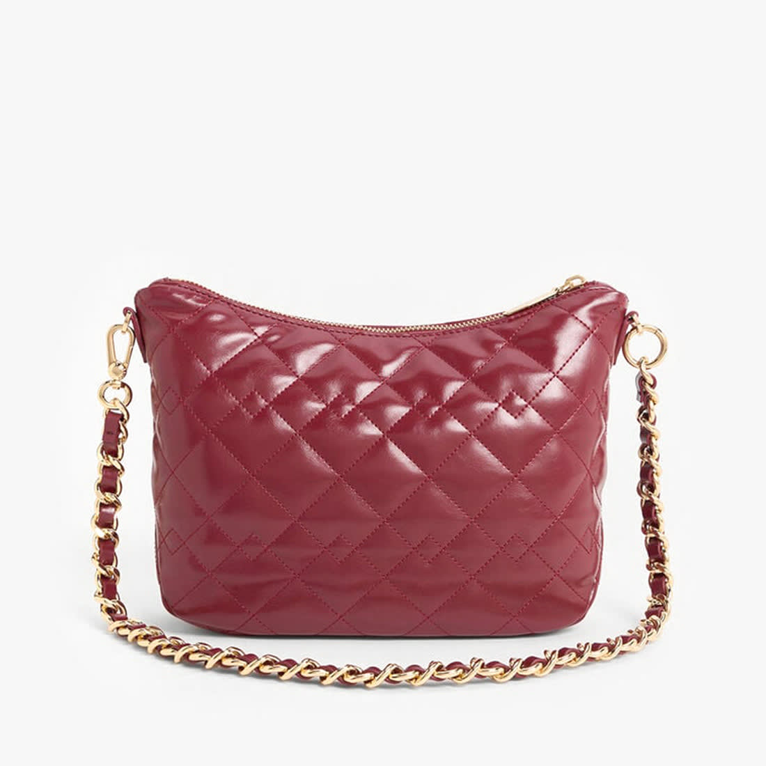 Charles & Keith  Duo Quilted Slouchy Wine Hobo Bag-0