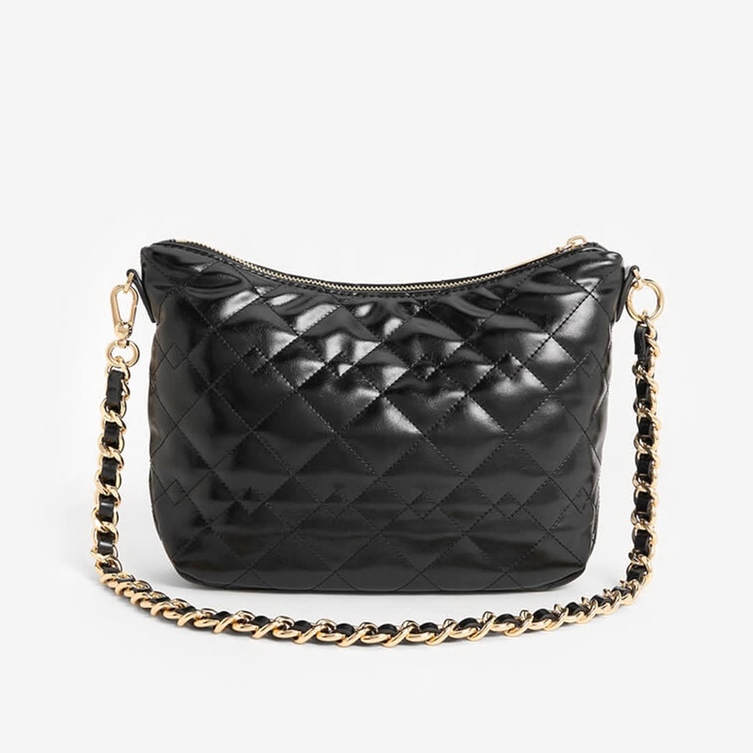 Charles & Keith  Duo Quilted Slouchy Black Hobo Bag-0