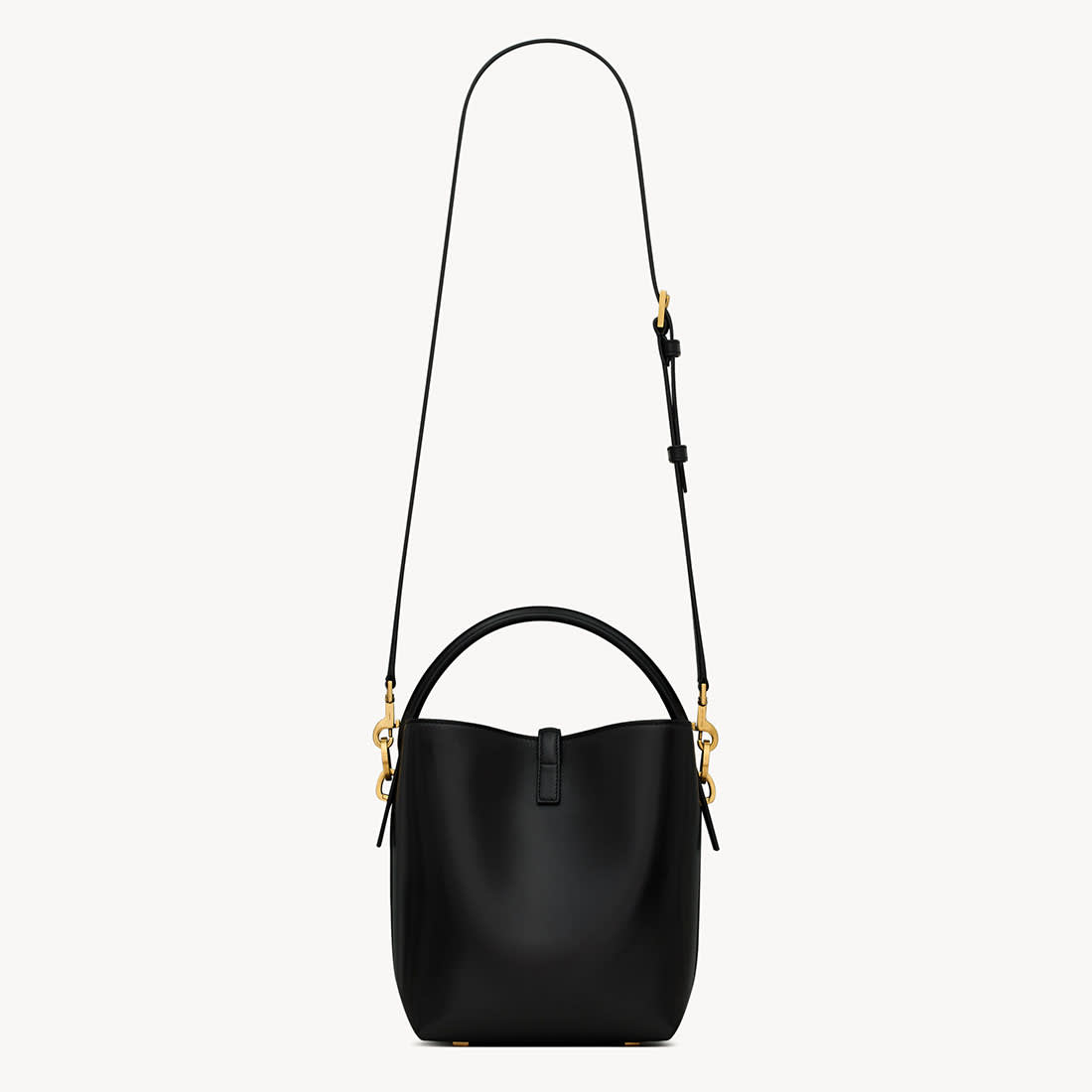 YSL le 37 Small Shiny Black Bucket Bag-3