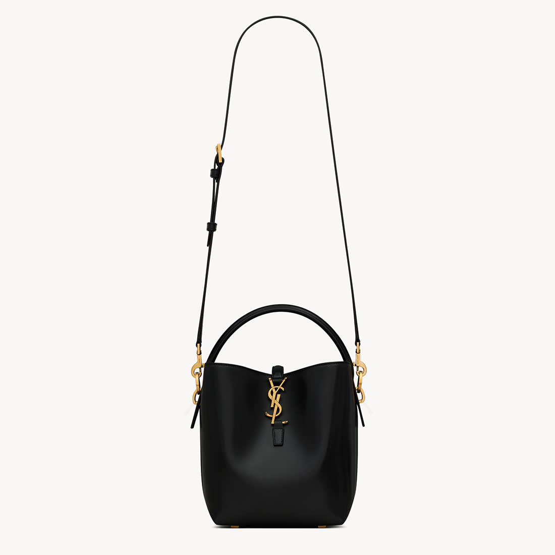 YSL le 37 Small Shiny Black Bucket Bag-1