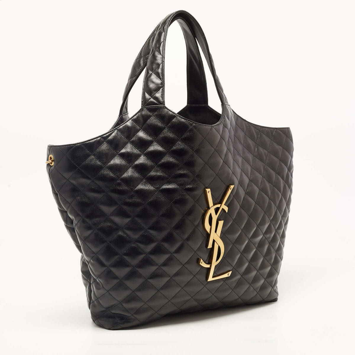 Saint Laurent Black Quilted Leather Maxi Icare Shopping Tote Bag-0