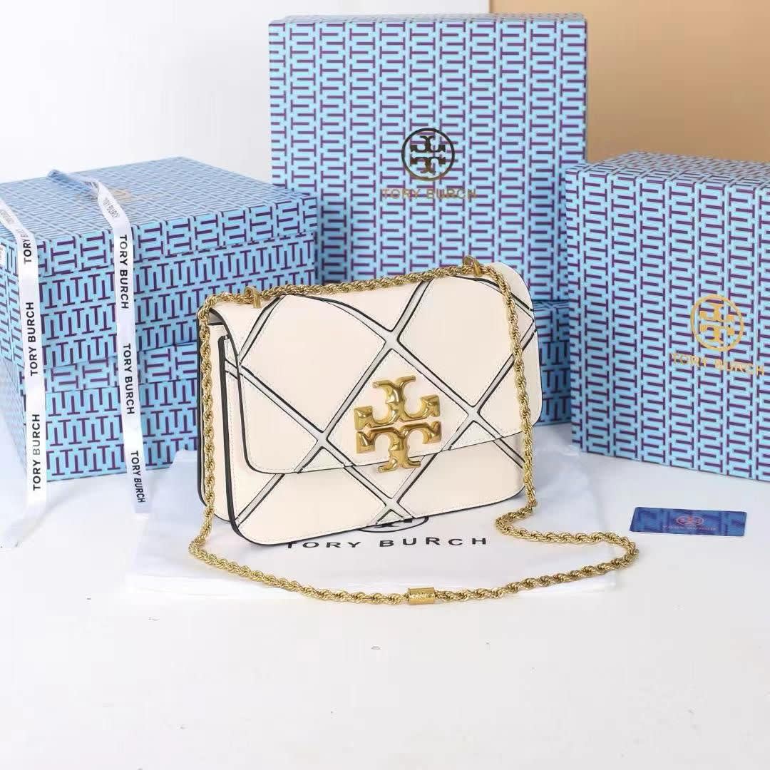Tory Burch Eleanor Quilted Convertible White Shoulder Bag-0