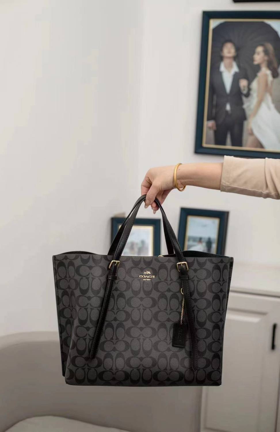 Coach Signature Mollie Tote Black Shoulder Bag-0