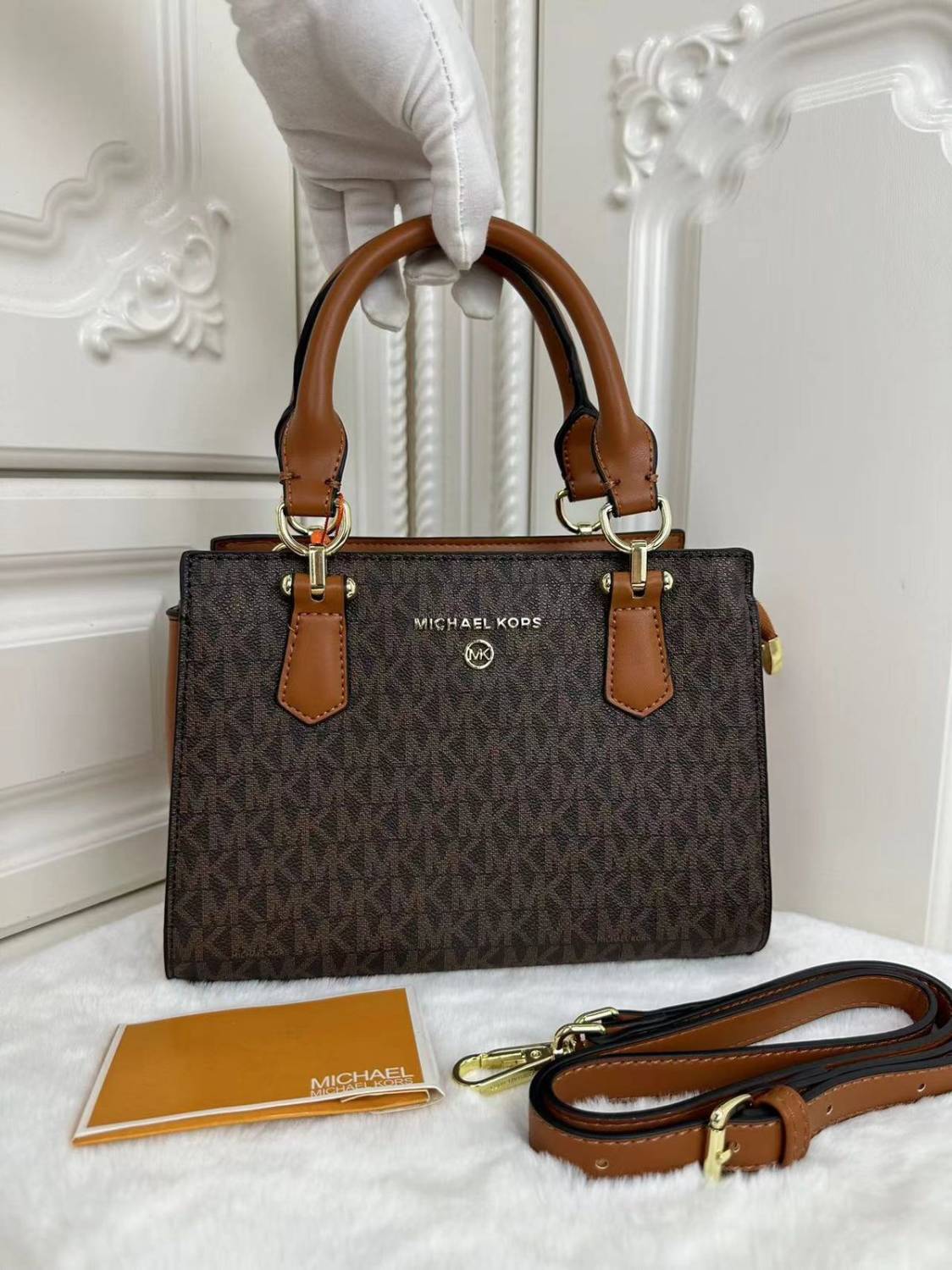 Michael Kors Marilyn Small Saffiano Brown Leather Crossbody Bag-0