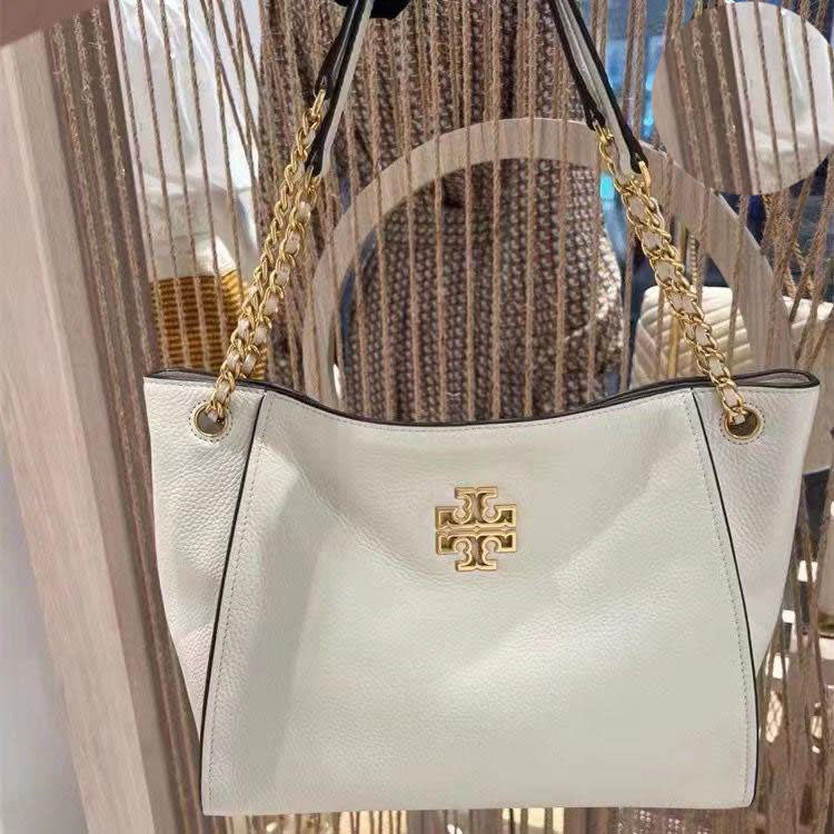 Tory Burch Britten Small Slouchy White Tote Bag-0