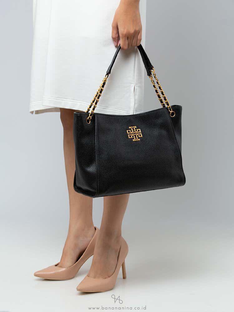 Tory Burch Britten Small Slouchy Black Tote Bag-0