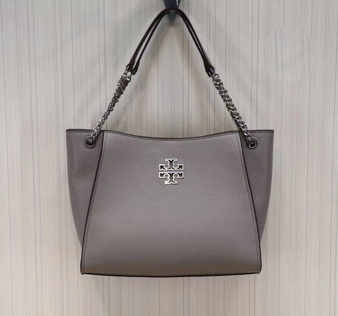 Tory Burch Britten Small Slouchy Grey Tote Bag-0