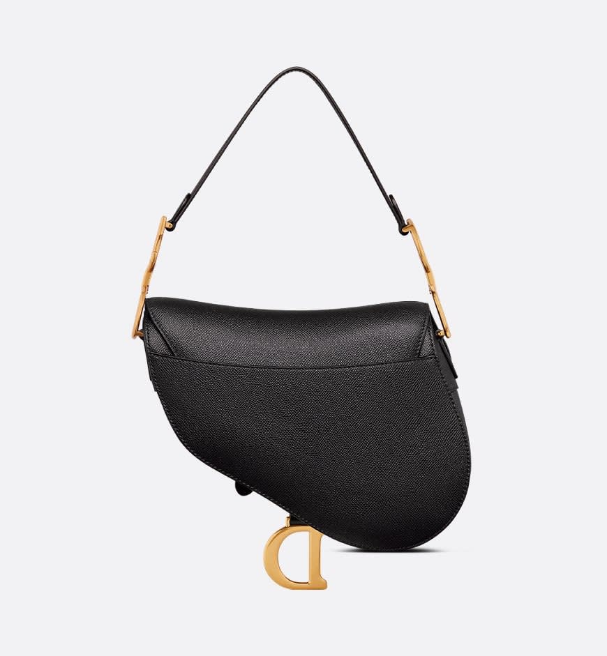 Dior Saddle Bag with Strap Black Grained skin-1