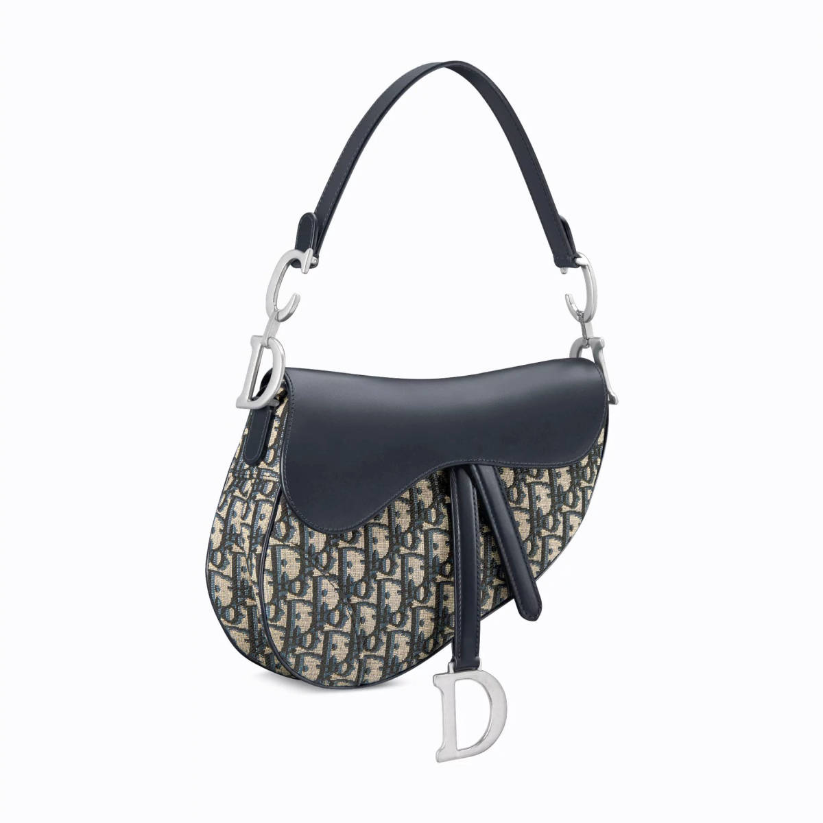 Christian Dior Black Oblique Canvas Mini Dior Saddle Bag-1