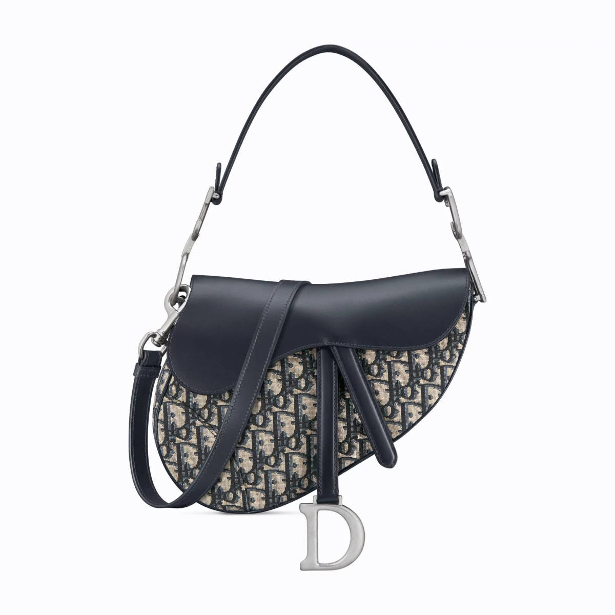 Christian Dior Black Oblique Canvas Mini Dior Saddle Bag-0