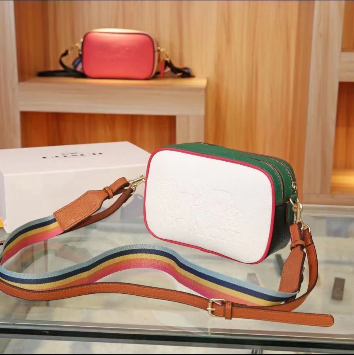 Coach Premium White & Green Crossbody Bag-0