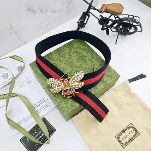 Gucci Black Elastic Band Crystal Embellished Butterfly Buckle Belt-0