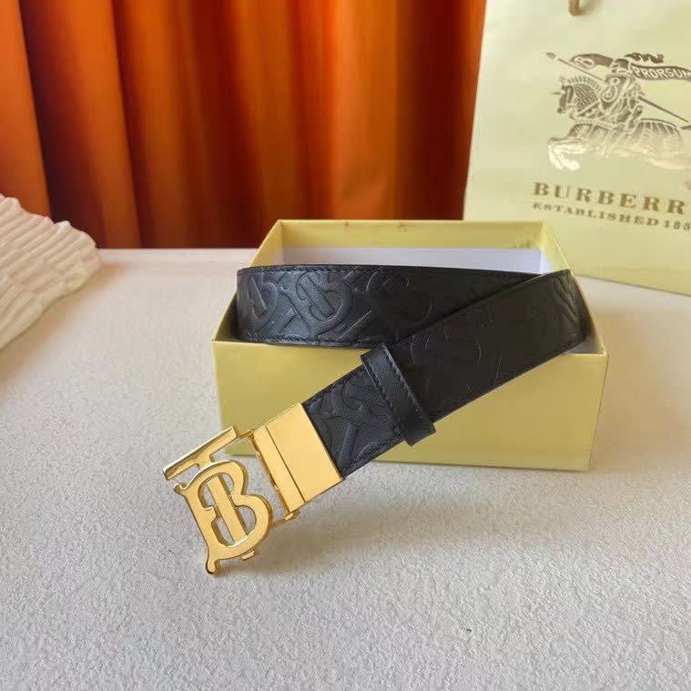 Burberry Black & Golden Embellished Buckle Belt-0