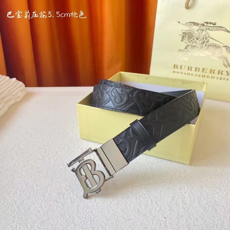 Burberry Black & Silver Embellished Buckle Belt-0