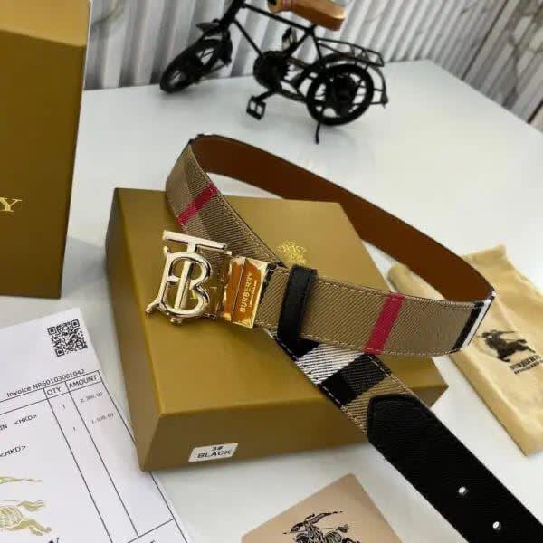 Burberry Brown & Golden Embellished Buckle Belt-0