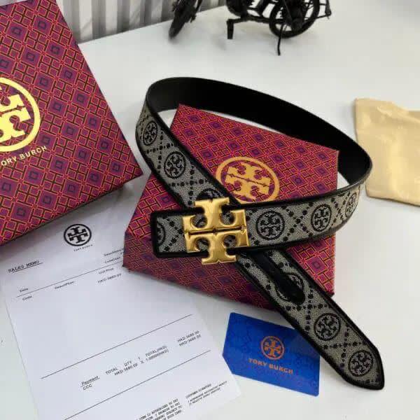 Tory Burch Black & Golden Embellished Buckle Belt-0