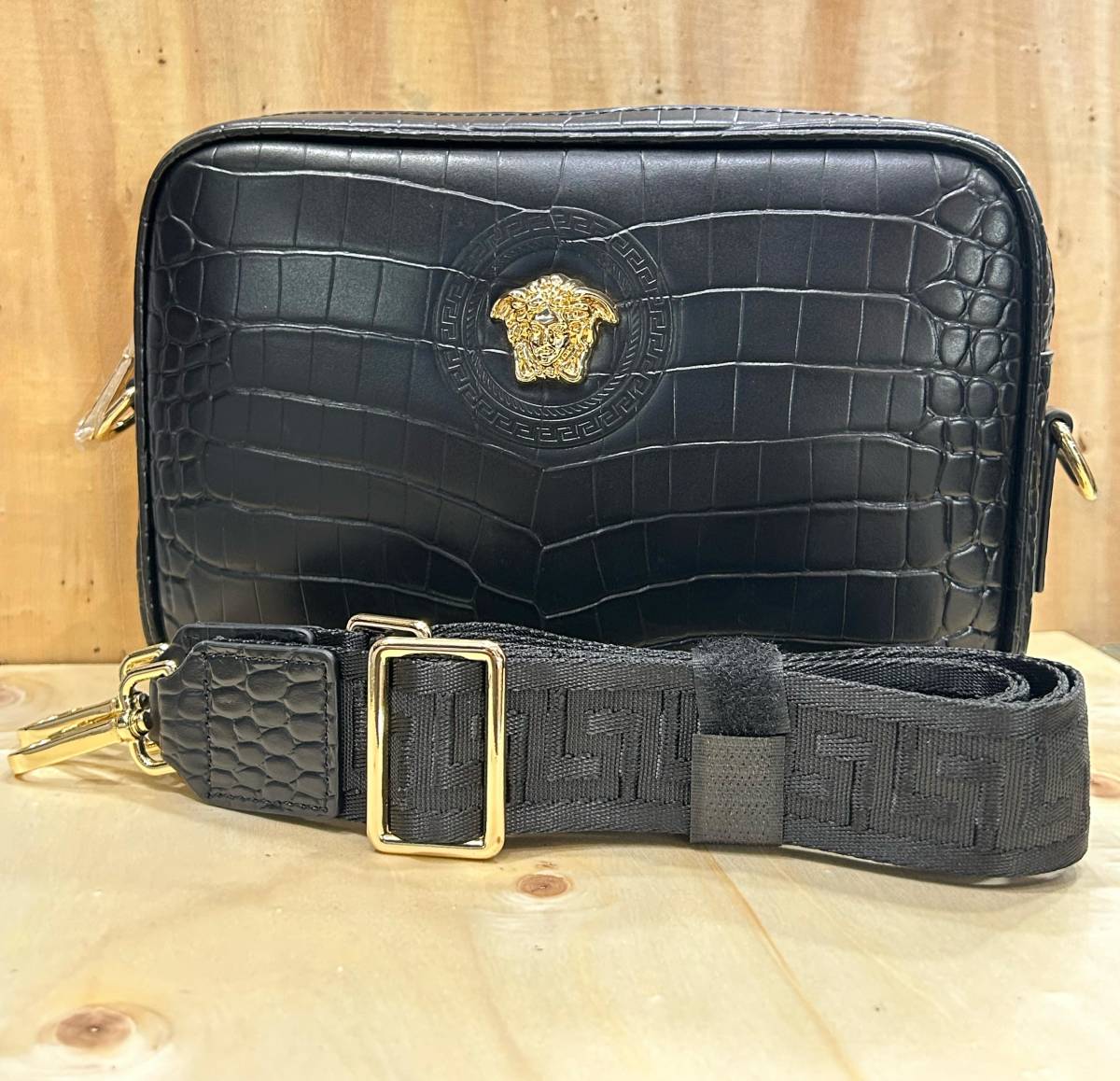 Versace Black Premium Saddle Bag-0