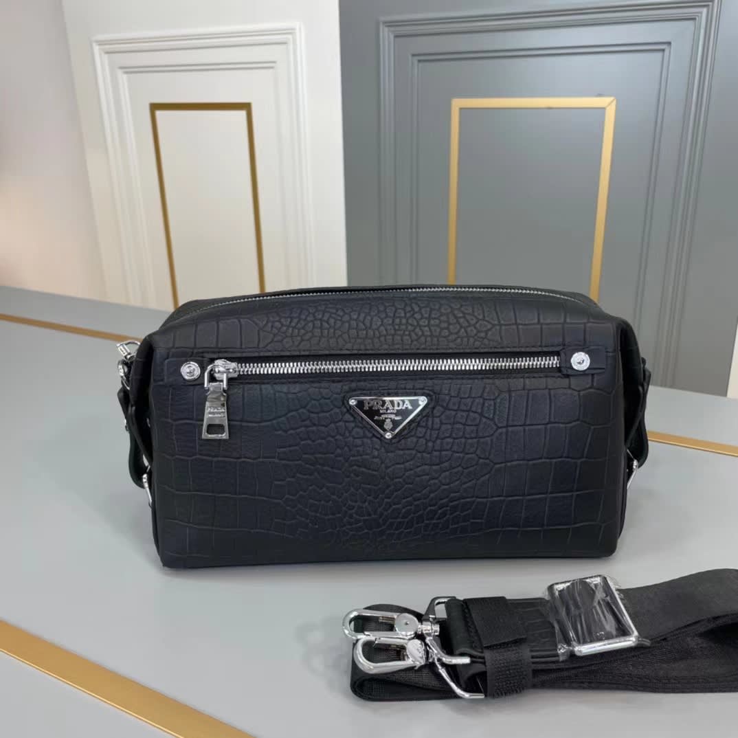 Prada Re-Nylon and Saffiano leather travel pouch-0