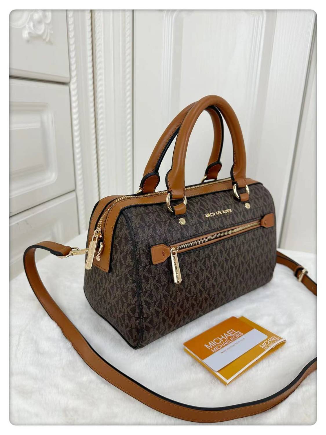 Michael Kors Marilyn Small Saffiano Brown Leather Crossbody Bag-0