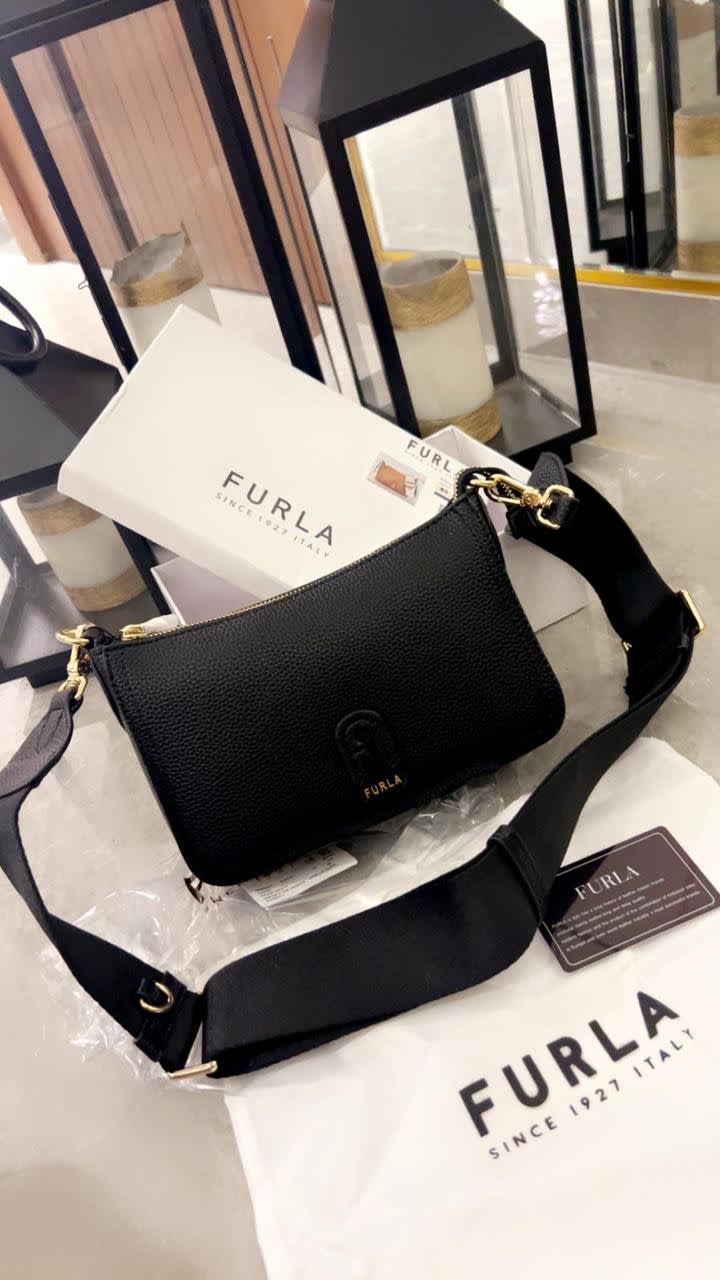 Furla Atena Black High Quality Leather Bags-0