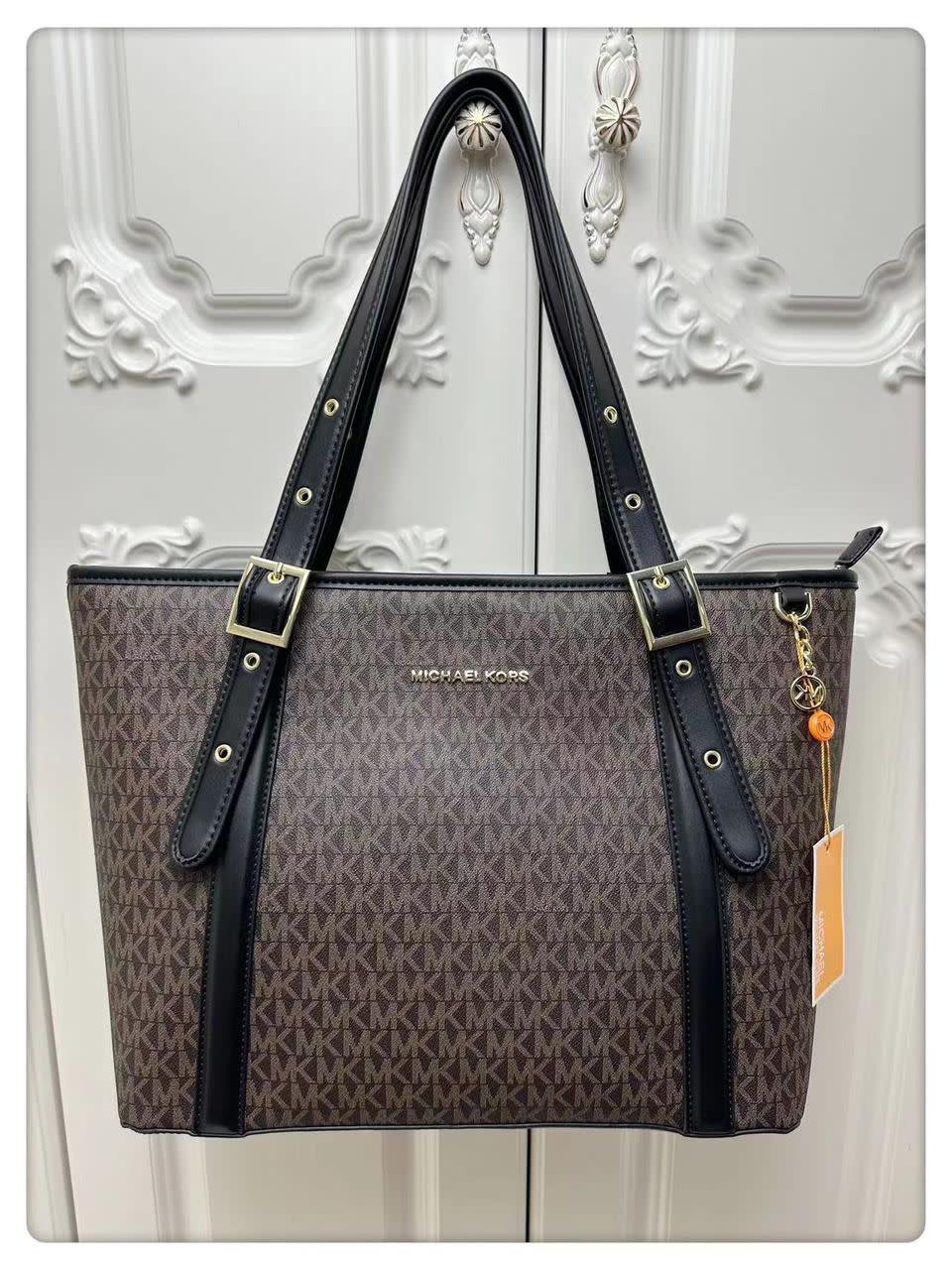 Michael Kors Marilyn Small Saffiano Brown/black Leather Crossbody Bag-0