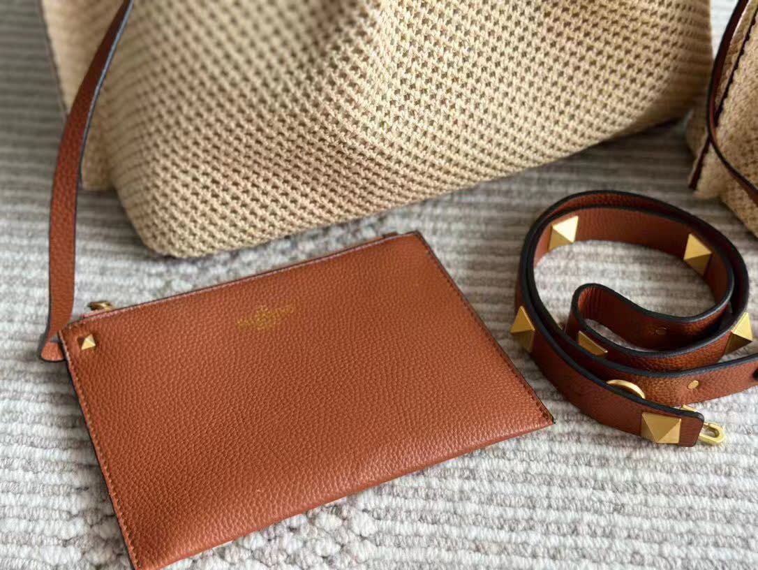 Valentino Garavani Medium Straw Summer Cream Tote Bag-2