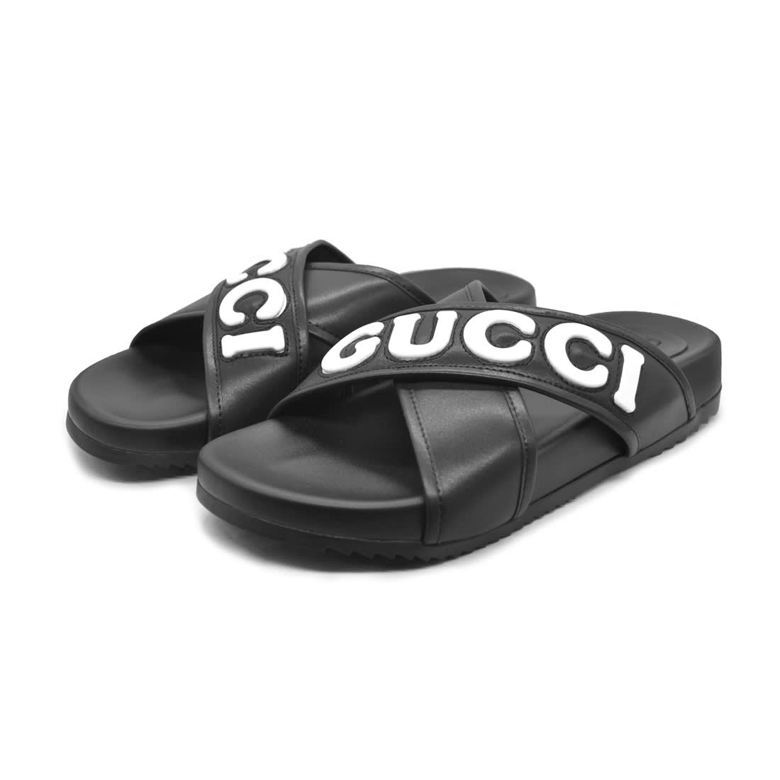 Gucci GG Canvas Black Mens Flip-flops-0