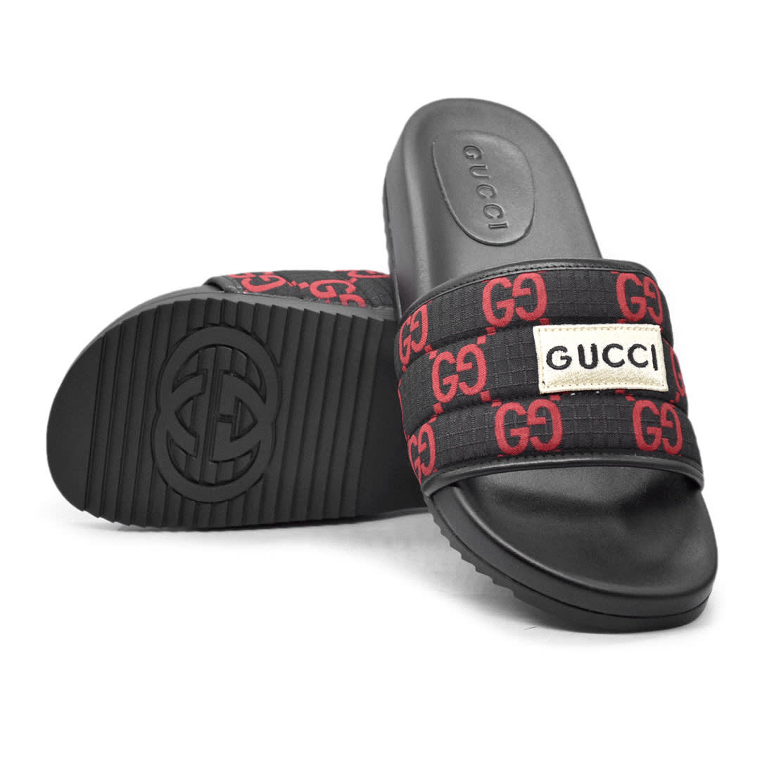 Gucci GG Canvas Black/Red Mens Flip-flops-5