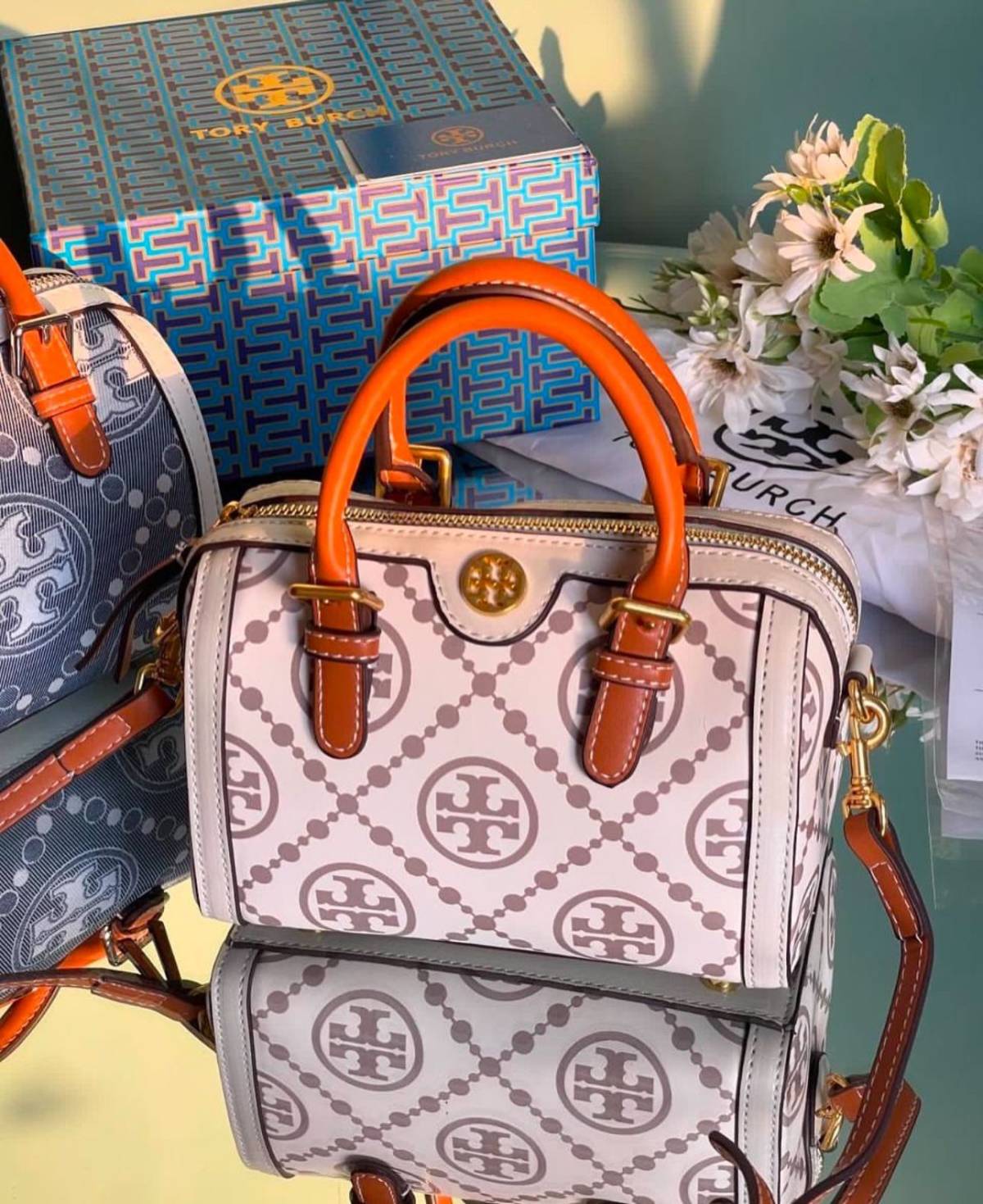 Tory Burch T Monogram Jacquard White Barrel Petite Bag-0