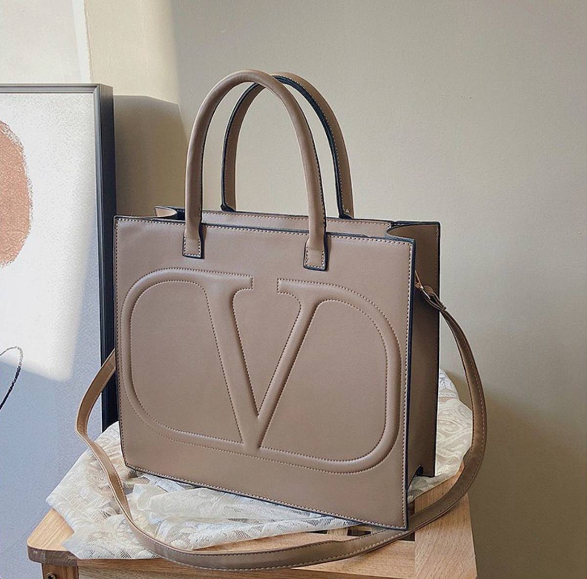 Valentino Garavani Beige Women's Leather Bag-0