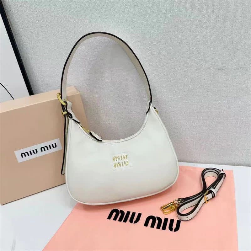 Miu Miu Logo White Hobo Bag-0