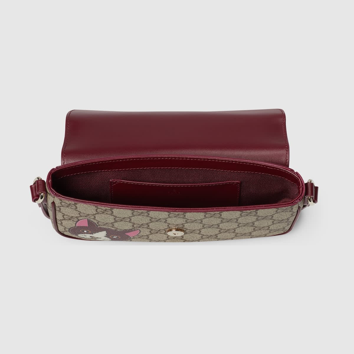 Gucci Beige GG mini shoulder bag with cat detail-4