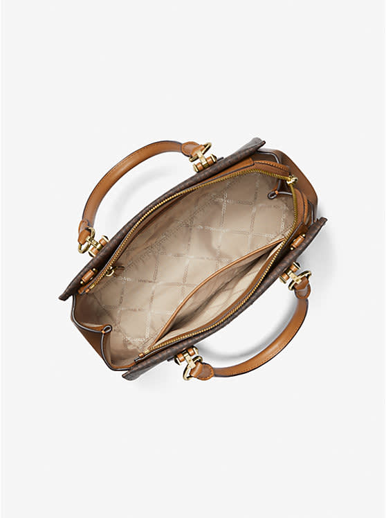 Michael Kors Marilyn Brown Medium Logo Satchel Bag-1