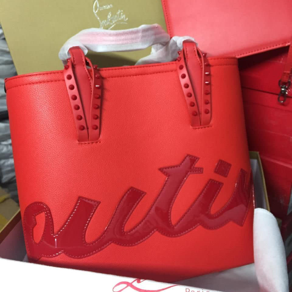 Christian Louboutin Leather Cabata Logo Red Tote Bag-0