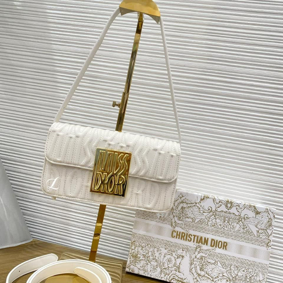 Miss Dior Flap Bag Latte Quilted White Miss Dior Allover Calfskin-0