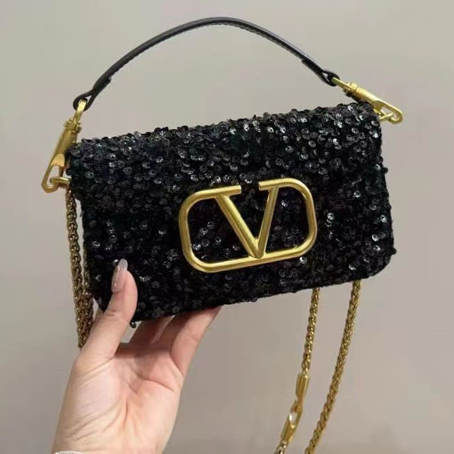Valentino VLOGO small embellished Black leather shoulder bag-0