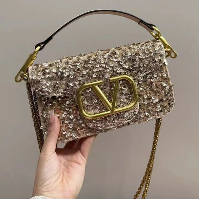 Valentino VLOGO small embellished Golden leather shoulder bag-0