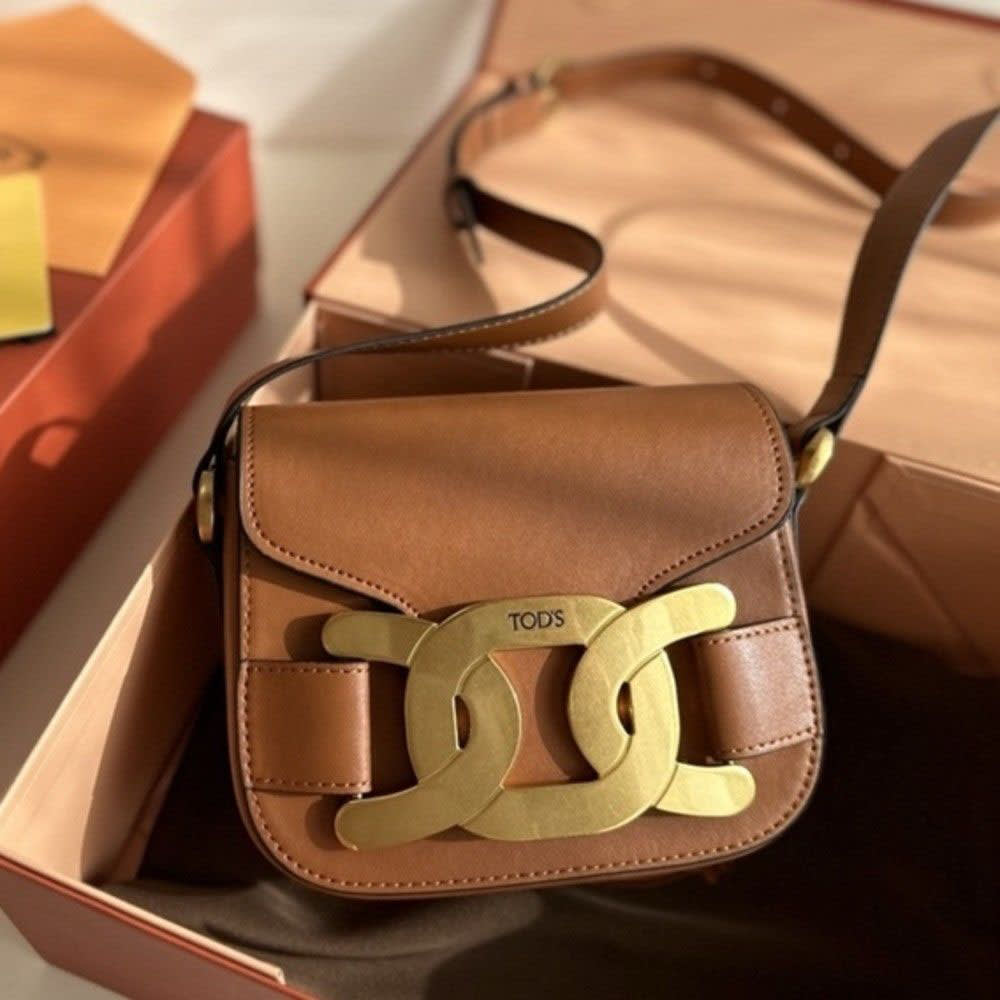 Tod's Boston Brown Leather Small Shoulder Bag-1