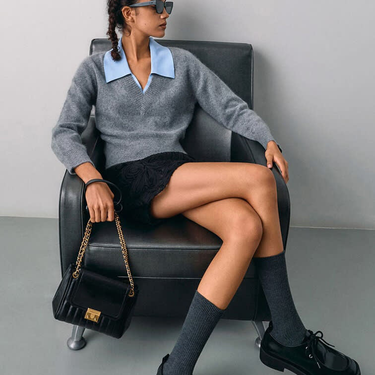 Charles & Keith Axel Faux Suede Black Bowling Bag-7