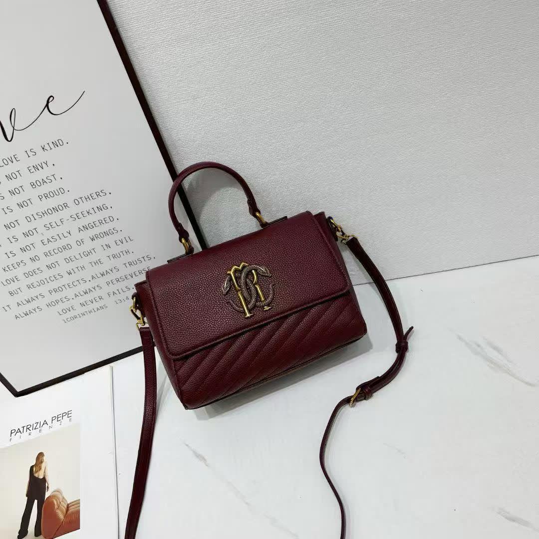 Roberto Cavalli Monogram Mirror Snake Wine Shoulder Bag-0