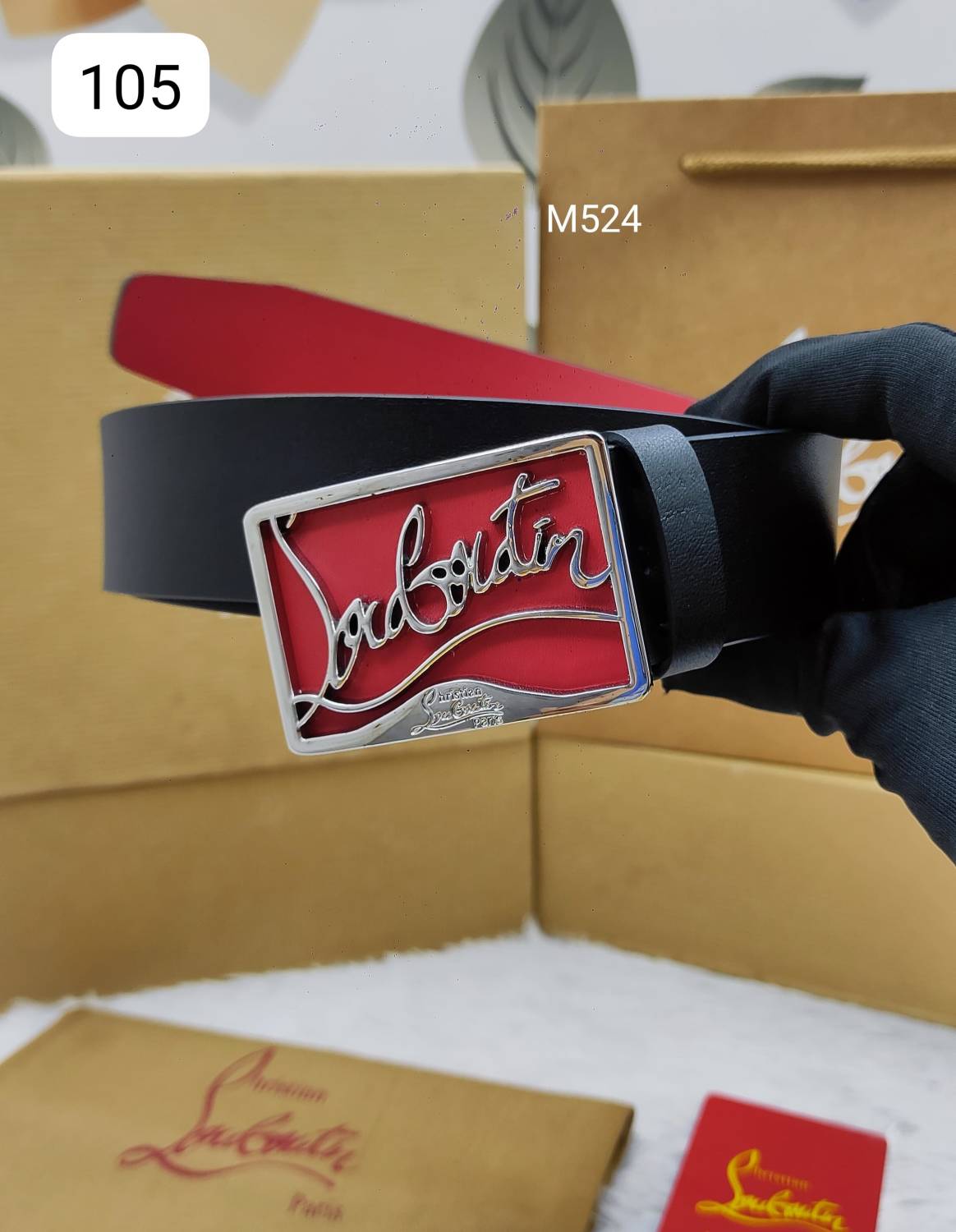 Christian Louboutin Silver Premium Quality Leather Belt-0