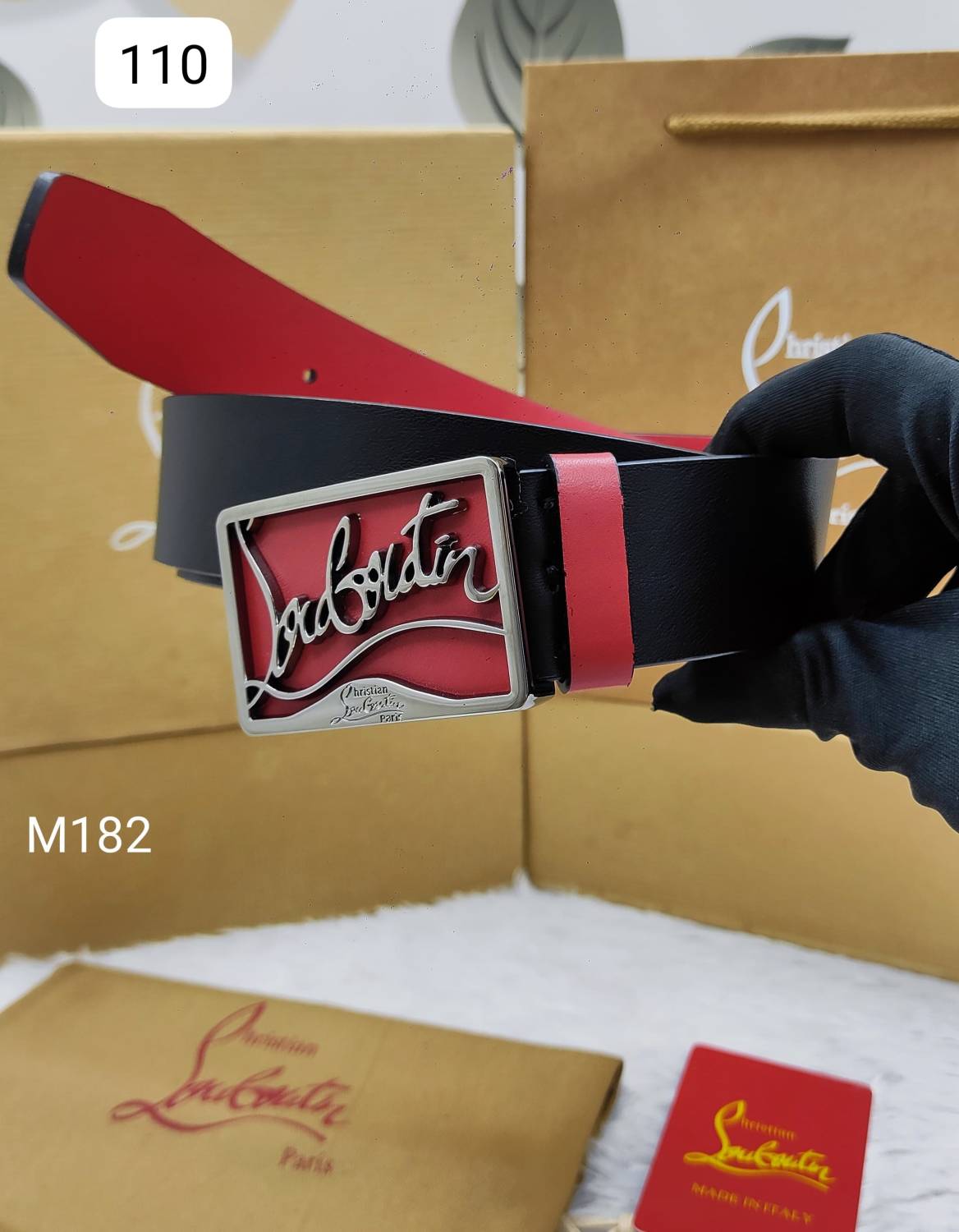 Christian Louboutin Silver Premium Quality Leather Belt-0