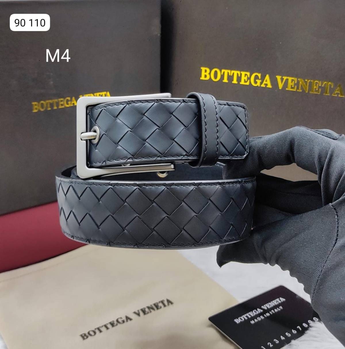 Bottega veneta Black & Silver Premium Quality Leather Belt-0