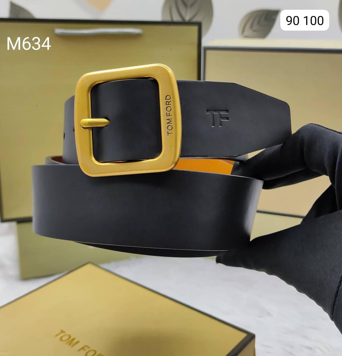 Tom Ford Golden Premium Quality Leather Belt-0