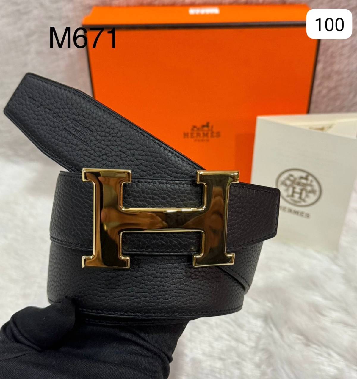 Hermes Golden Premium Quality Leather Belt-0