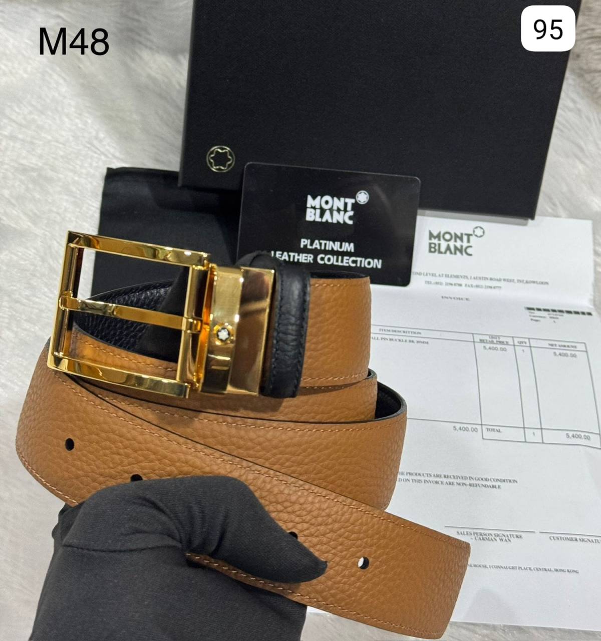 Mont Blanc Golden Premium Quality Leather Belt-0