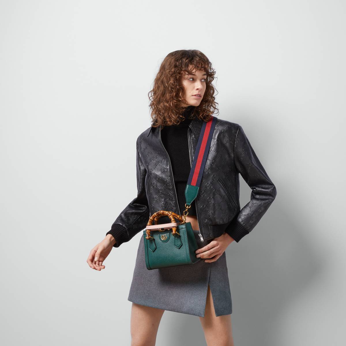 Gucci Diana Bamboo Small Green Leather Bag-10