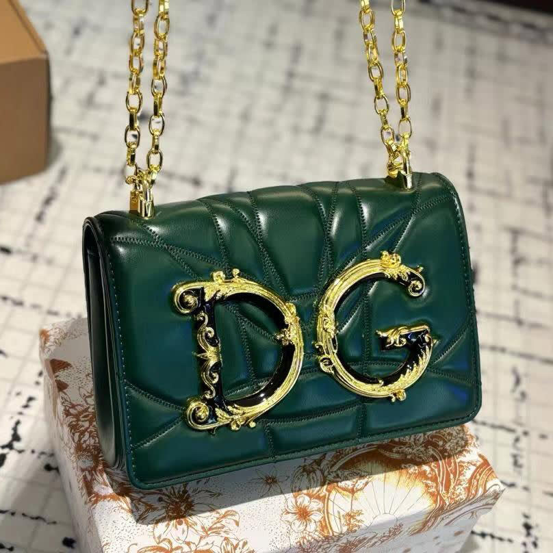 Dolce & Gabbana Nappa leather DG Girls Green shoulder bag-0